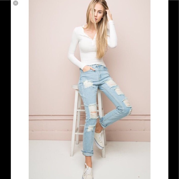 Brandy Melville Denim - Brandy Melville distressed Jameson boyfriend jean
